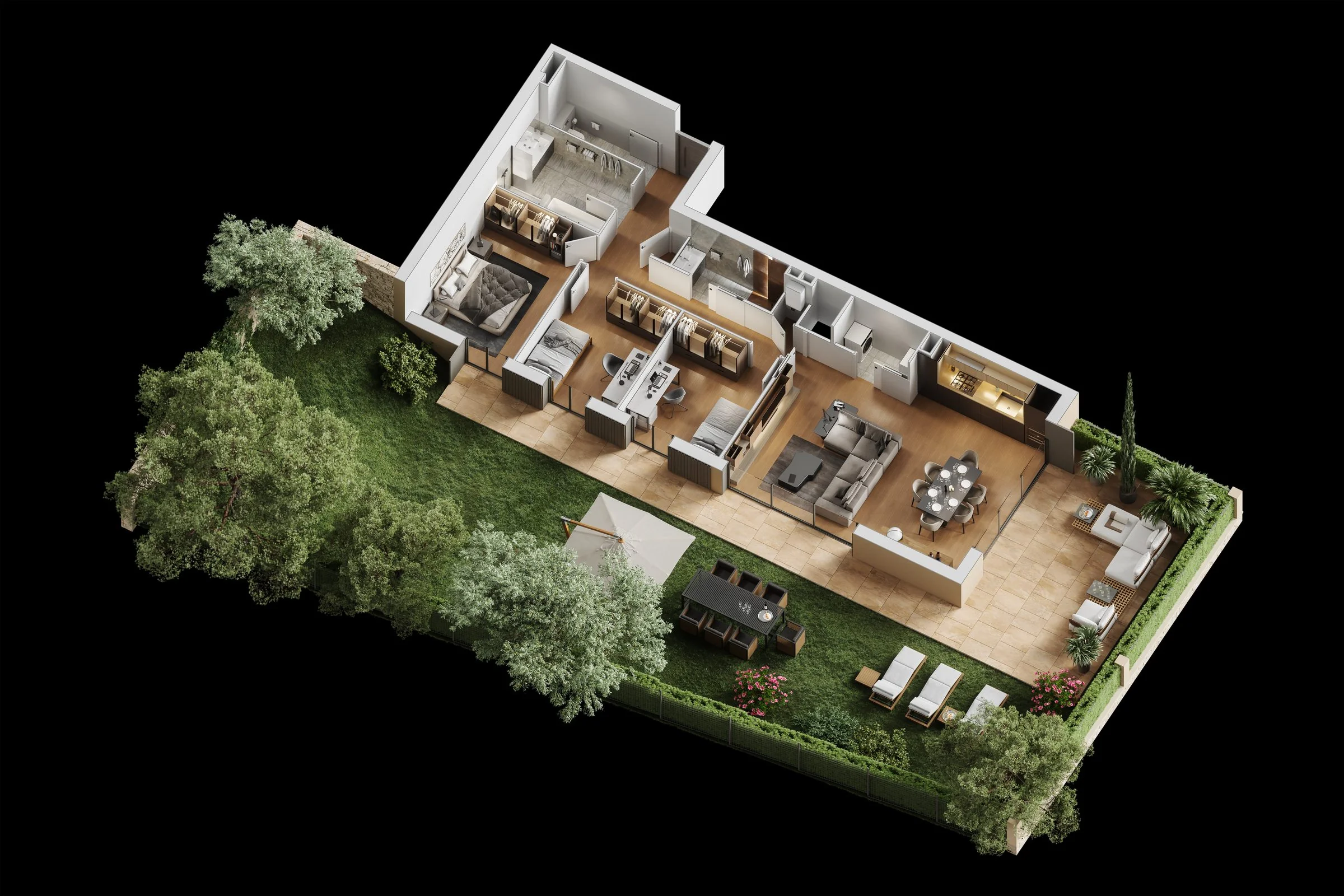 Axonométrie Lot 4 fond noir